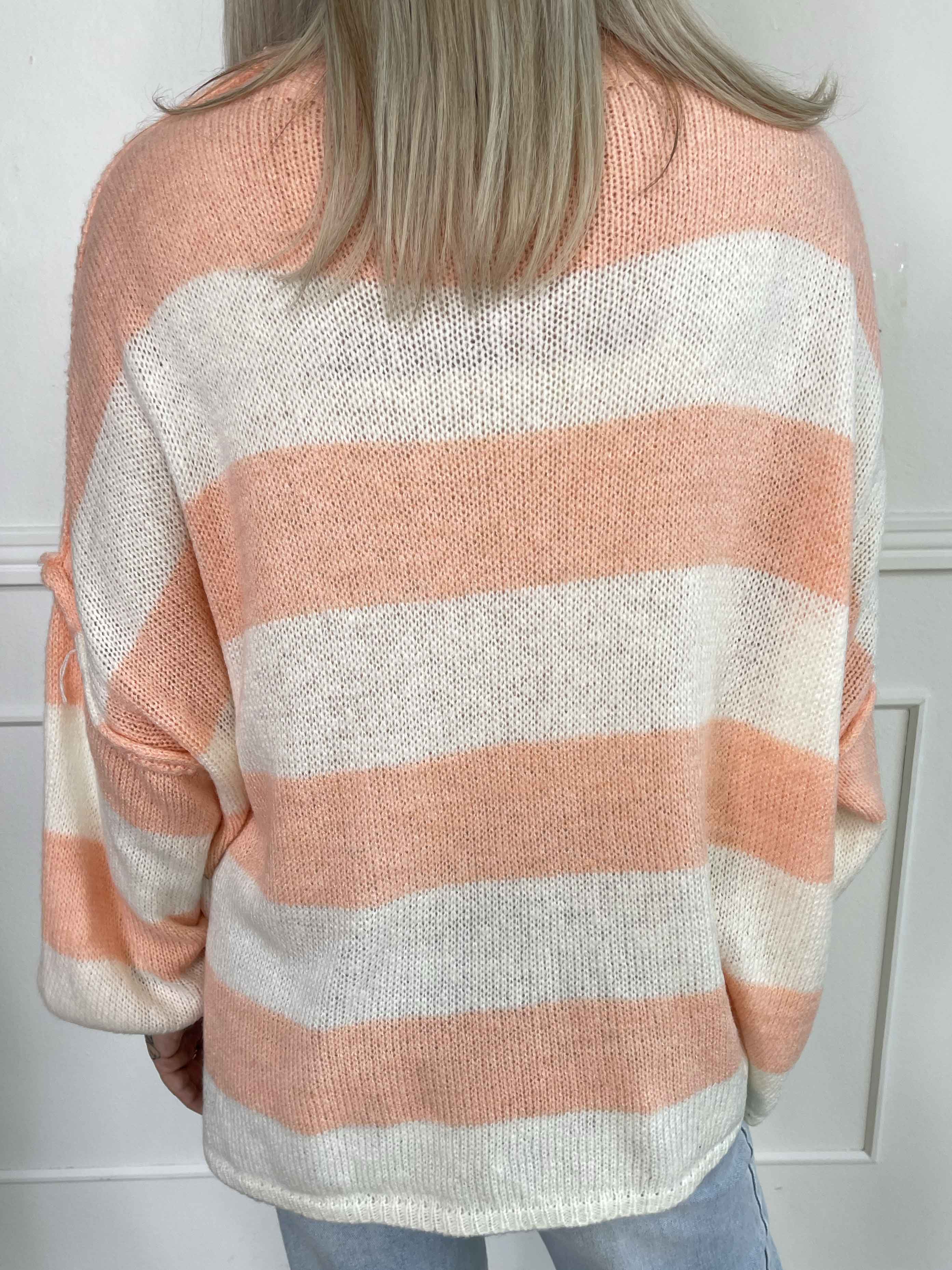 Stacia - Strikbluse med brede striber